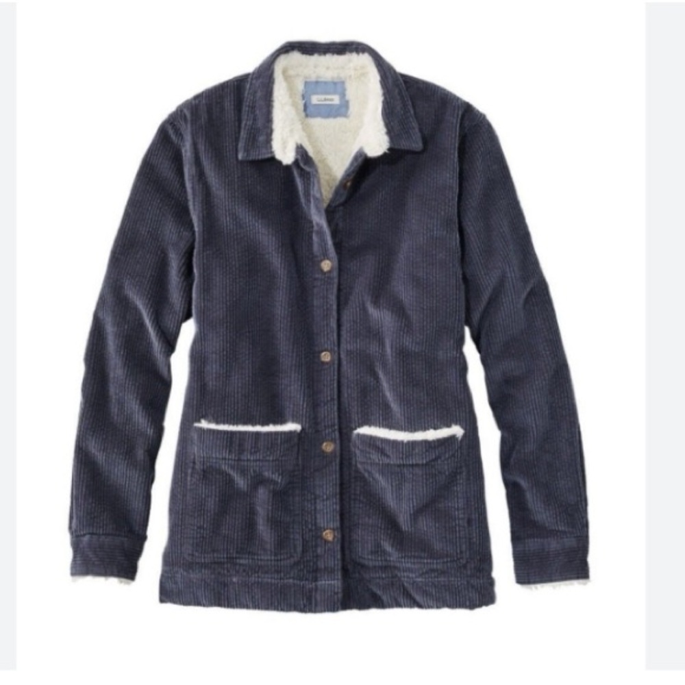 L.L. Bean Navy Corduroy Chore Jacket, Sherpa Lined